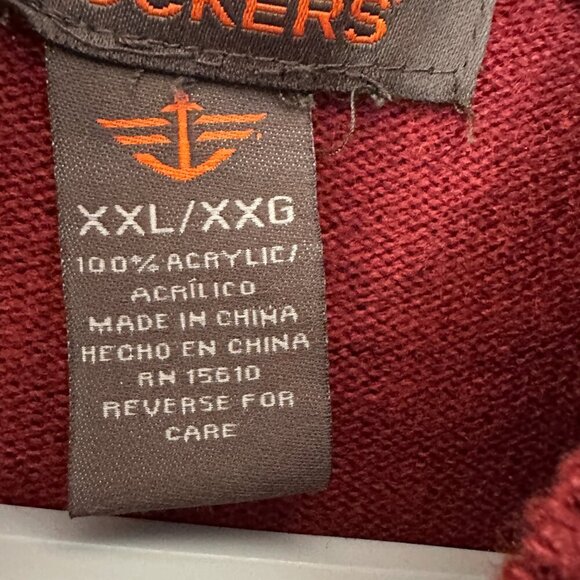 DOCKERS MEN'S 1/4 ZIP PULLOVER SWEATER, FRONT RED & BLACK PLAID, MOCK NECK, XXL - Picture 3 of 10